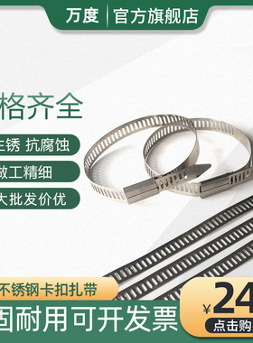 304自锁扎带金属4.6mm*300mm标牌绑带电缆卡扣阶梯扎带不锈钢扎带