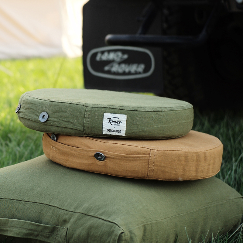 Kinoco outdoor小圆垫坐垫高回弹海绵纯色加厚布艺垫子可拆洗椅垫