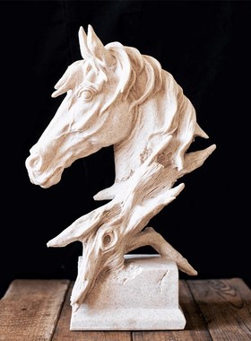 JK慕空间 复古砂石马雕塑装饰摆件 乔迁大厅桌面创意礼品摆件