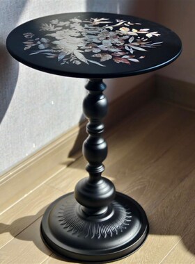 中古风客厅茶几落地摆件高级感装饰品阳台小圆桌沙发边柜茶台桌子