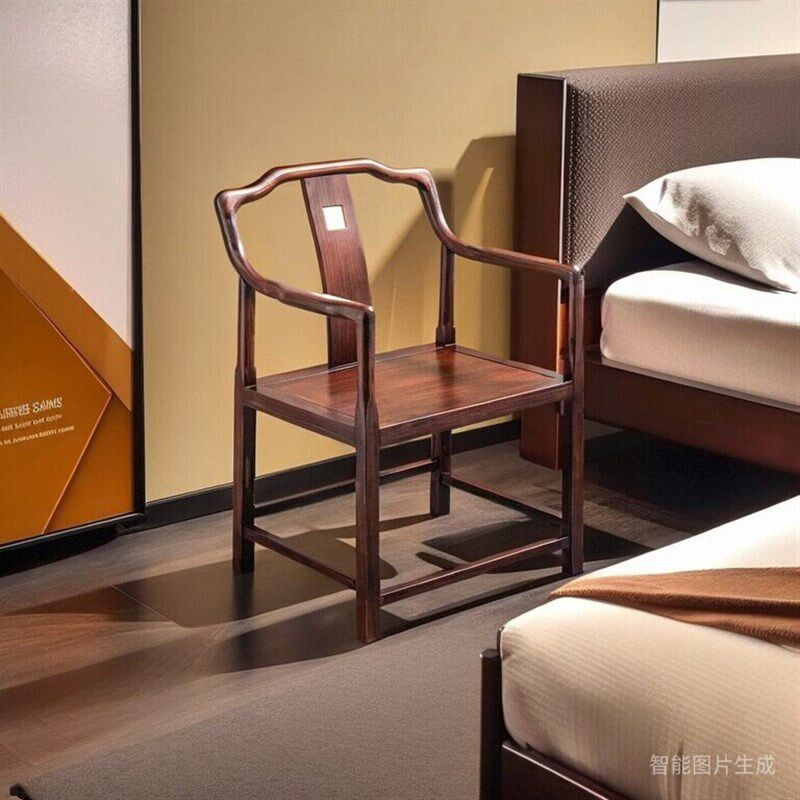 乌金木全实木冠圈椅茶椅酒店泡茶椅官帽椅围椅太师椅靠背椅招财椅