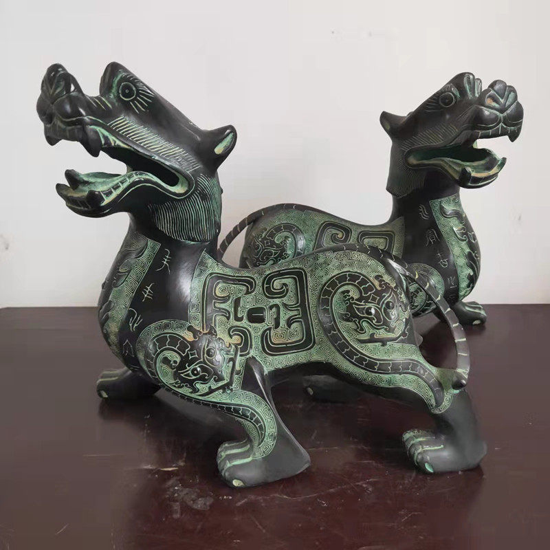 青铜器貔貅 客厅仿古摆件 鎏金铜貔貅复古怀旧装饰品工艺品动物