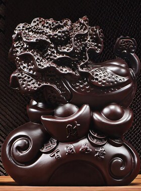 黑檀木雕白菜摆件实木百财如意家居客厅装饰新居乔迁商铺开业礼品