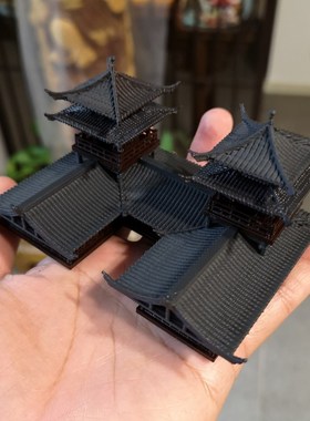 钰书房盆景假山摆件配件吸水石微景观假山上的小摆件双层古楼水陆