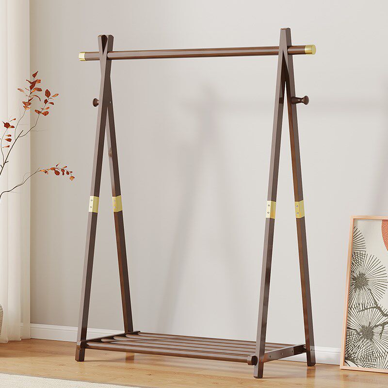 顶天立地置衣架加粗加厚简易落地卧室挂衣杆折叠小型不占地衣帽架