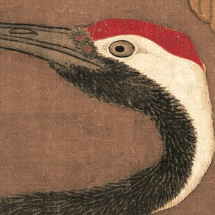 吕纪蕉岩鹤立图传统花鸟画仙鹤图临摹范本中式装饰画艺术绢布画心