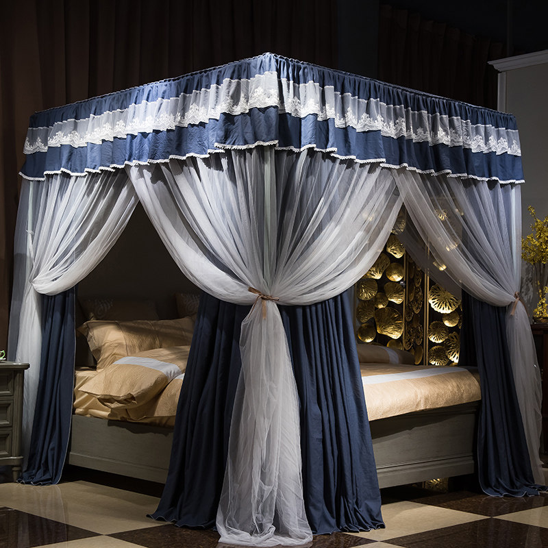 床帘一体式双层蚊帐家用欧式带支架1.8m纹账1.5米2公主风遮光床幔,床上用品,蚊帐,淘宝优惠券,粉丝福利购,淘宝优惠卷