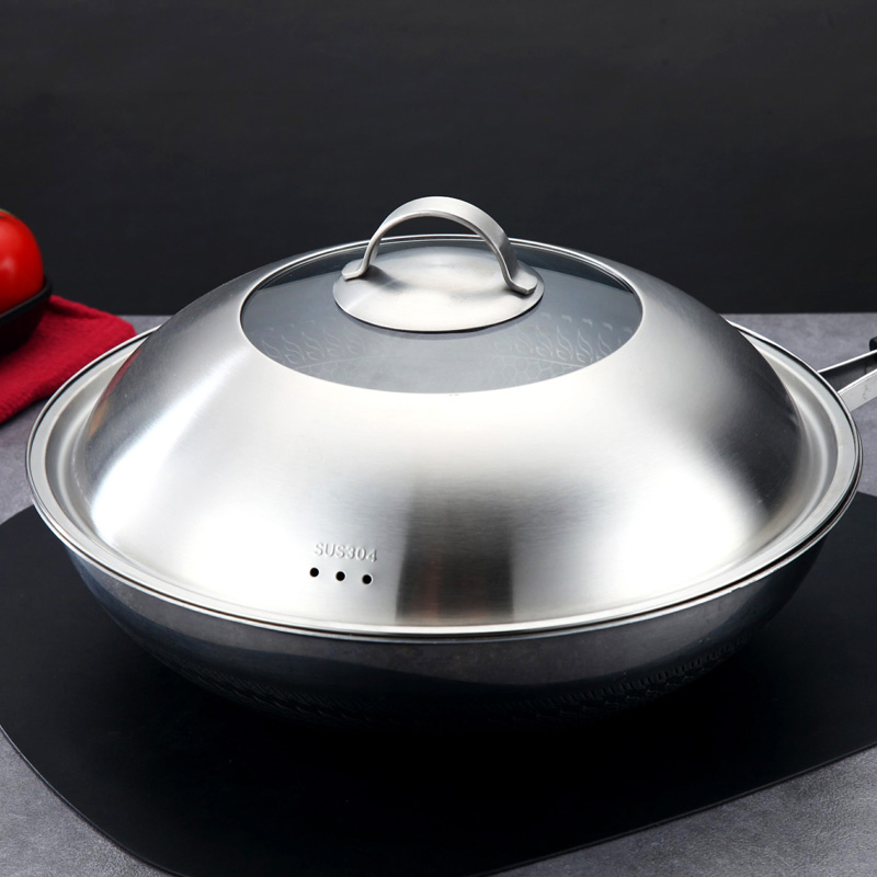 304不锈钢锅盖家用通用炒锅铁蒸锅32cm盖子30高盖大34寸加高36cm