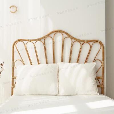 日式in611s民然真天藤编床头板宿样板间景落背地装饰藤床靠背