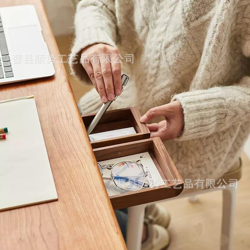 下办桌公室收盒木制收纳形抽屉笔盒家居卧室隐纳杂物整理小5985盒