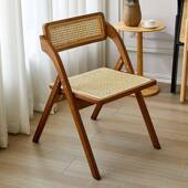 复古椅休简约NTD折叠椅北欧实木凳子客厅卧室靠折叠闲子背编织餐