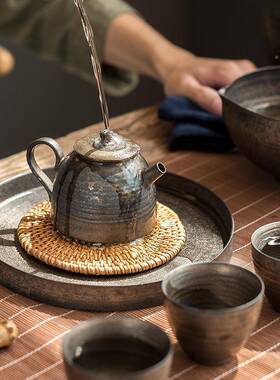 陶迷手工鎏金大承壶大量陶瓷用容干泡盘养壶家垫紫砂85184壶托复