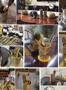 茶高档12448质茶道六君铜子全套装泡茶用品茶叶夹子茶镊子夹茶具