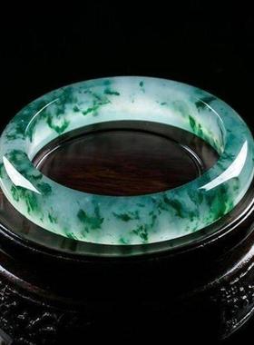 胜辉小店经典冰透飘花手镯女款百搭翡翠色玉镯高档精美时尚镯子女