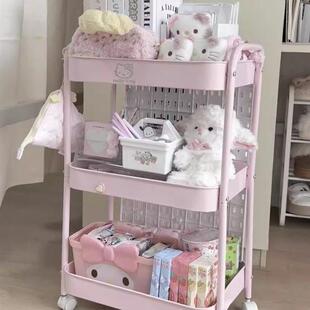 日本精选可爱小推车大容量零食收纳层架宿舍牀边化妆品置物架置物