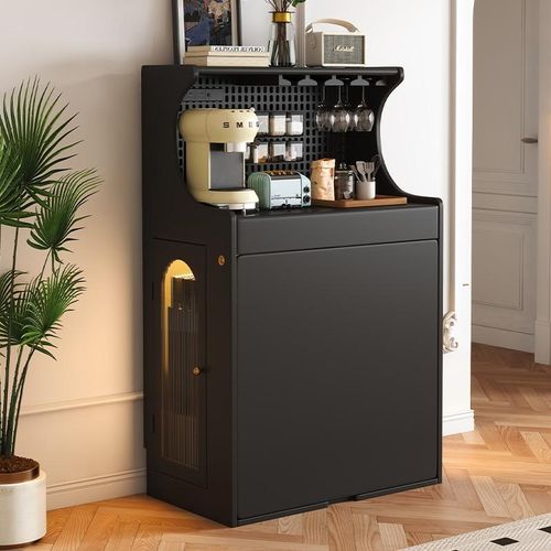 法式复古全实木岛台餐桌可以折叠多功能餐边柜餐桌一体可伸缩饭桌