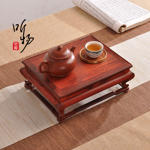 红木紫光檀长方盆景花瓶茶壶明式底座茶空间装饰木质高端摆件托架