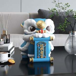 严选国潮醒狮舞狮摆件收银台前台喜庆装饰品客厅T电视柜酒柜工艺.