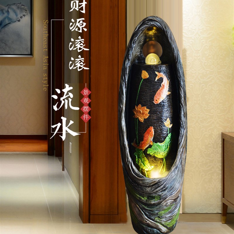 财源滚滚流水喷泉落地摆件轮招财开业礼品 年年有余 新居礼品
