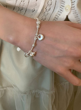 925银手链女月光石铃铛小众设计高级感银饰手环