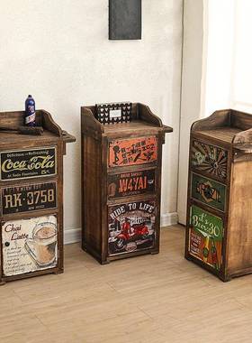 美式村理发店发廊乡工柜复门古带WVL工具车美发展示柜美发具推车