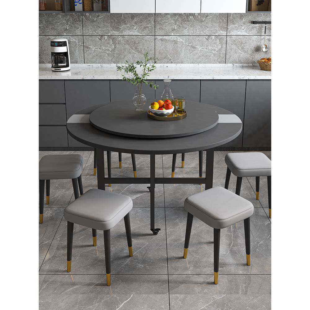 折叠桌子餐桌家用带户型可移小动吃圆桌转盘客厅家庭饭聚牌：qita