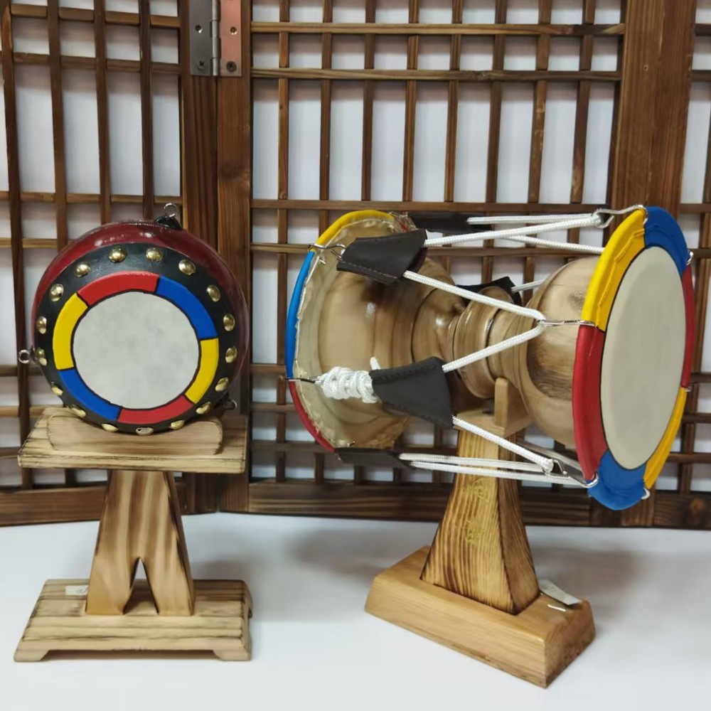 韩式创意木架长鼓木架圆鼓桌面摆件/古典朝鲜族风格工艺品桌摆图片