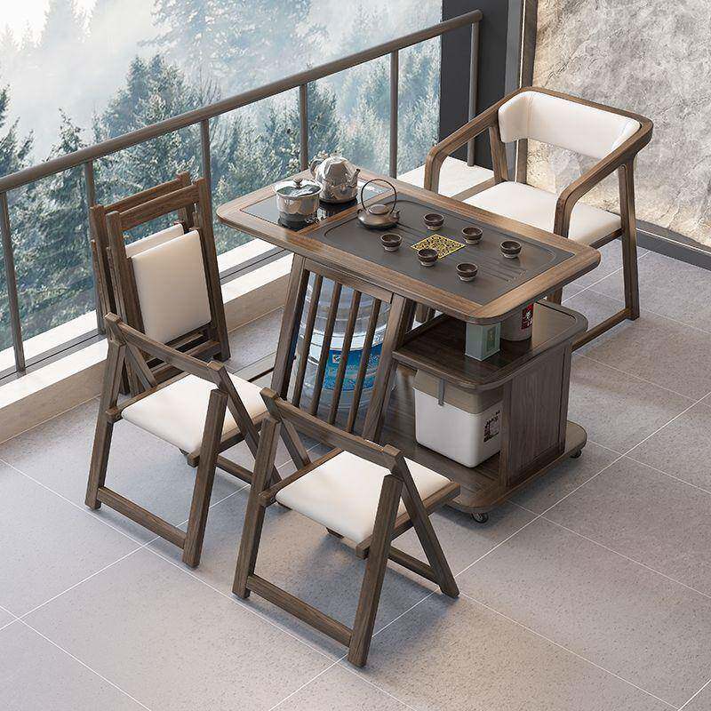 实动木阳台小厅茶桌简约柜客家用多功能茶PFM水新中式可移茶桌椅