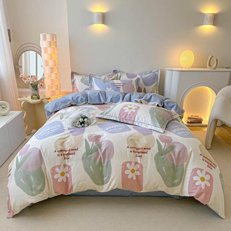 MGH新款a类加厚磨毛套被学生舍直小清宿新纯棉床单被罩枕套播