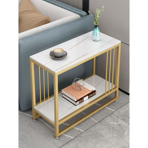 客轻奢岩板大理K-935645石户卧床头柜现代简约沙室发边几小茶几厅