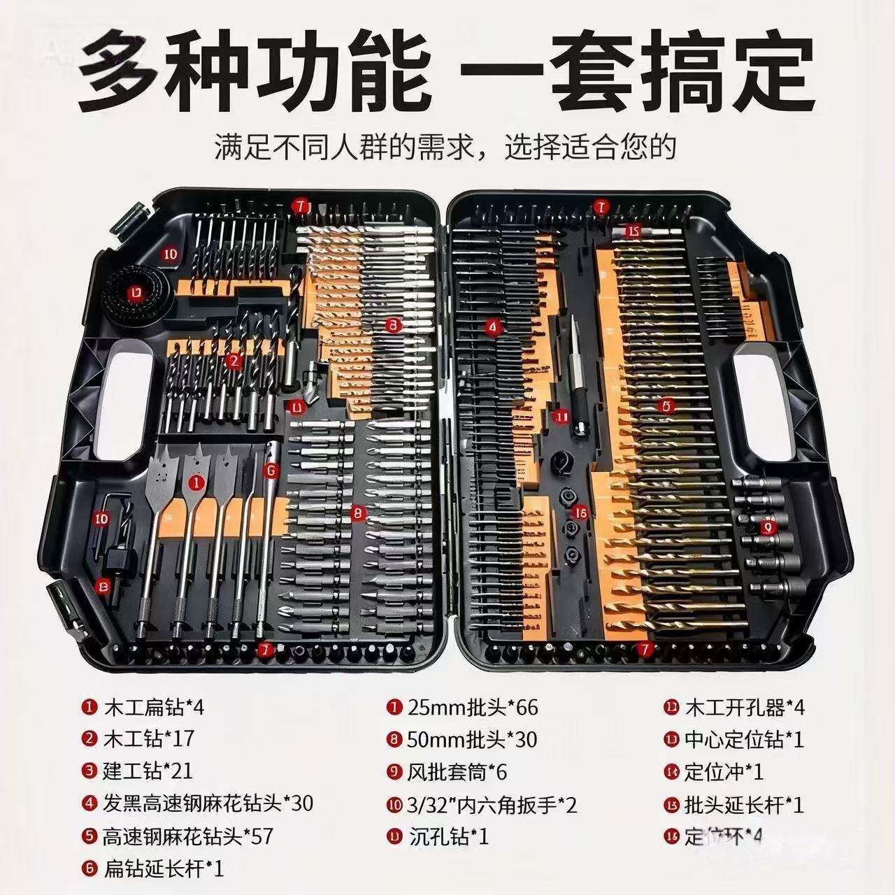 2钻46公件制制木PAL工钻建工钻麻花钻批头套英筒木工扁套装厂家直