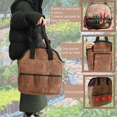工16安过蜡帆布花园工具HHN包多口袋手园艺具收纳整理提袋