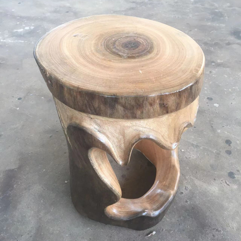 牙凳根雕凳子实木墩子木桩底座香樟树根花架底座茶几桌中间镂空