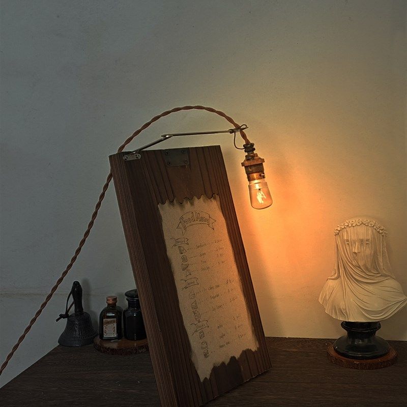 中古风实木板复古做旧欧洲壁侘寂风民宿装饰客厅卧室床头氛围台灯,家装灯饰光源,装饰台灯,淘宝优惠券,粉丝福利购,淘宝优惠卷