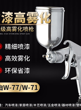 高雾化W-77-71上下壶汽车家具气动乳胶漆涂料喷壶油漆喷枪喷漆枪
