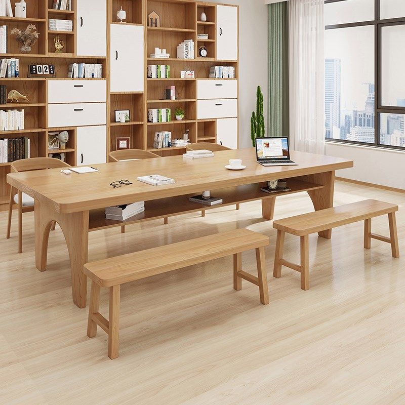去客厅化实木大书桌现代学习餐书桌两用一体长条桌简约手工操作台