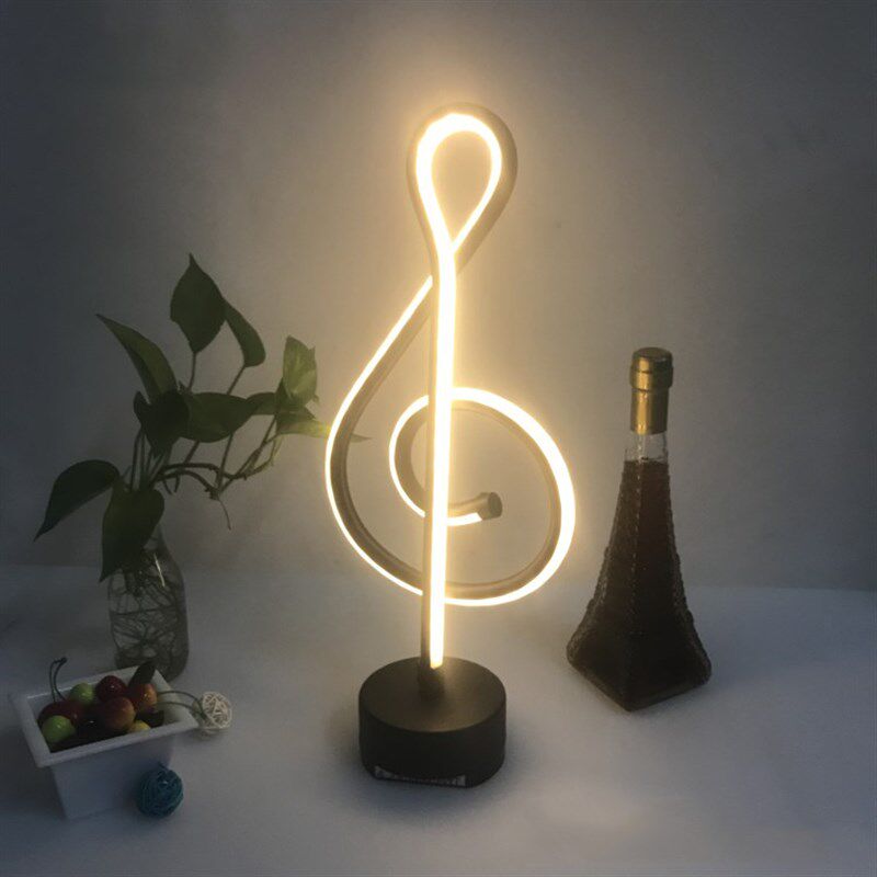 新款热卖LED充电酒吧台灯创意烛台桌灯餐厅发光音符个性小夜灯