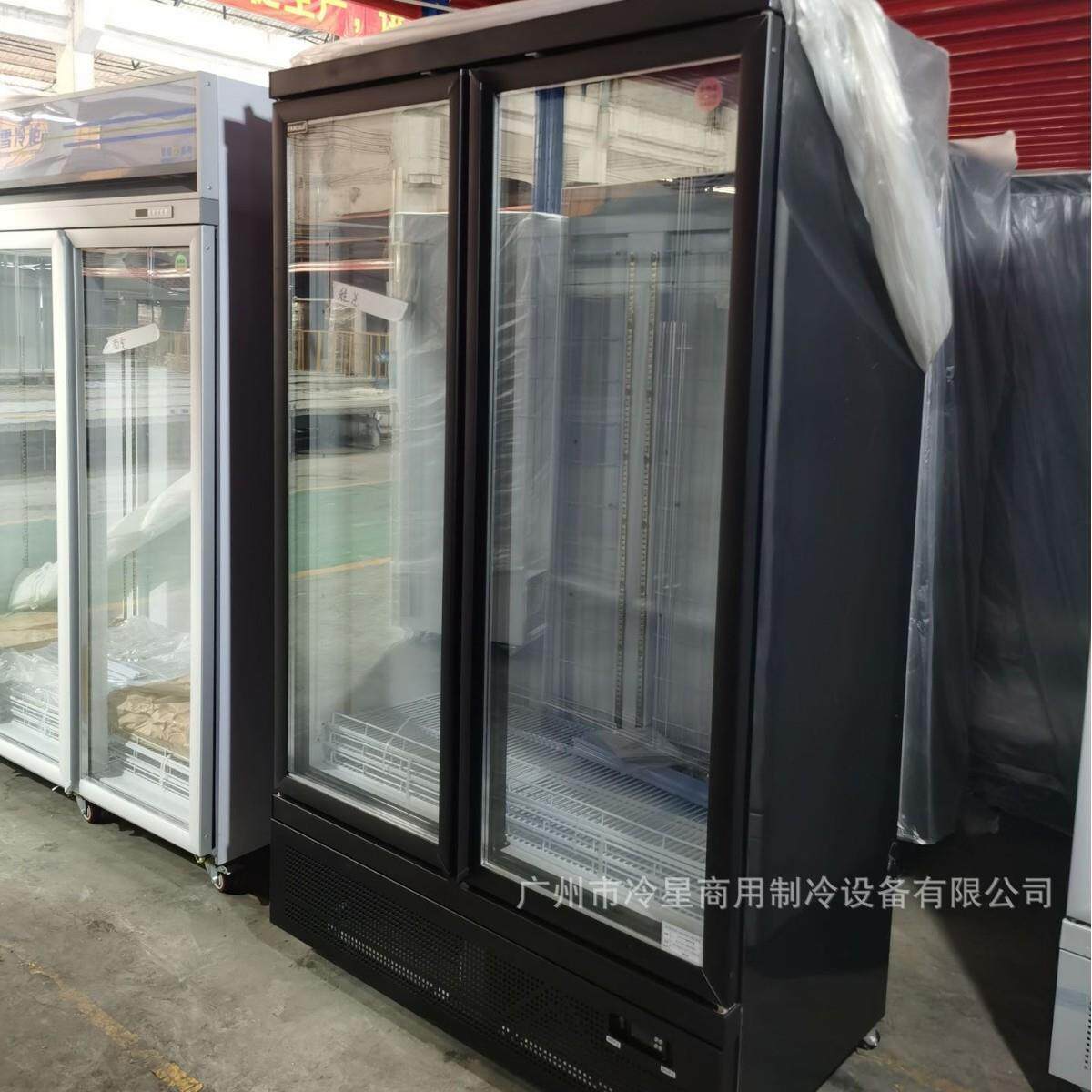 双门黑色下机组饮料展示柜啤酒冷藏冰箱商用立式防雾玻璃门60hz