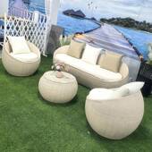 户藤沙花发组阳台庭院外藤编家具室外合露天园外摆休闲防568水沙