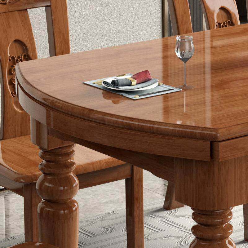 实木餐桌可可现变圆桌椅代伸缩折叠饭桌小户型家用茶TFT几子组合