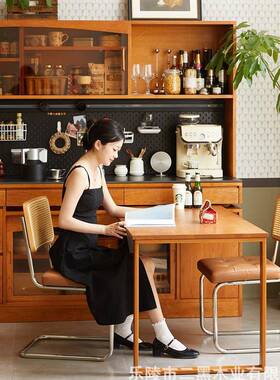 木语餐边柜餐桌靠墙NVM一体边柜柜樱桃高古木实木小型复户风