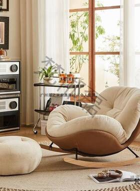 奶油风客厅摇摇室椅成人阳台单家用休闲躺奢椅OVQ轻卧人懒人沙发