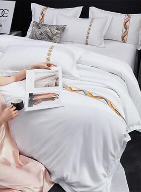 酒店馆白色四件套带宾民宿件床上用品加厚床单被套枕套三套XDQ系