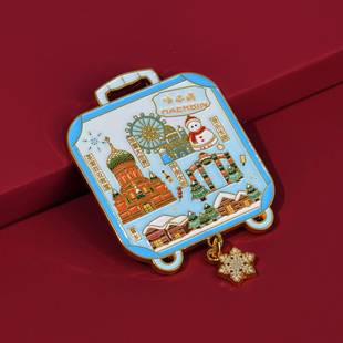 属行李箱现货001津天金之市眼城景点五大道冰箱贴磁力旅游纪念品