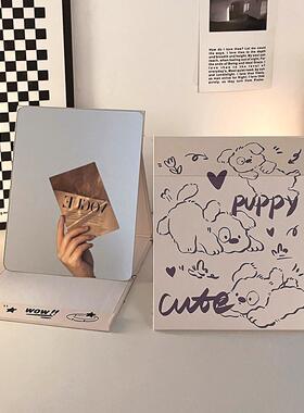 折叠镜HCN子学生宿舍式生随身携化妆镜台桌面可立女小便梳妆镜办