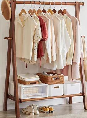 实木架衣帽VRF架落地室用挂衣卧房间榉木质家晾衣服架室内简易立