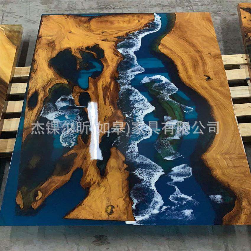 树QZC脂餐河木流木桌树脂与实港式家用餐厅桌、书桌
