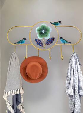 鸟与花金铁艺墙钩免打孔客轻奢家居装饰厅DDD卧室衣帽钩服店装属