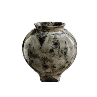 新中插式水墨风手工居陶瓷花器CVN摆件样板房茶室书房民宿干家花