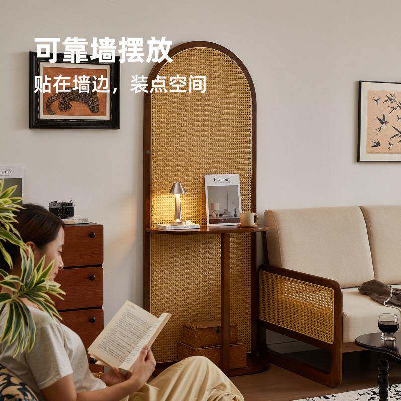 KKD实藤编屏风隔置物可移动客厅木户玄遮挡家用关卧入室花座屏
